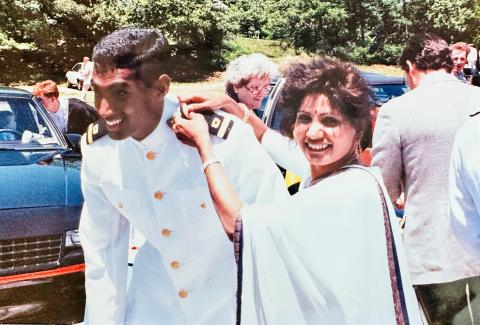 Bob Pragada and his mother during his U.S. Navy service